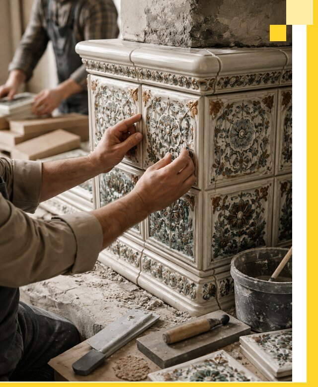 Изразцовые камины под ключ в Гудермесе: проект и монтаж