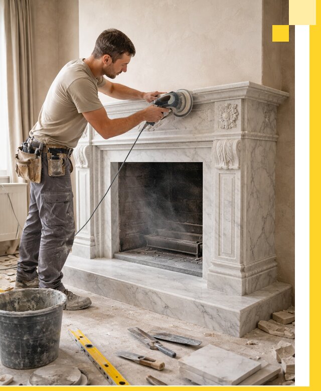 Изготовление и установка мраморных каминов в Гудермесе под ключ