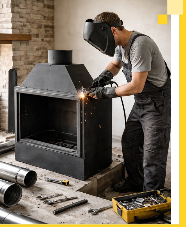 Продажа и установка металлических каминов в Гудермесе под ключ