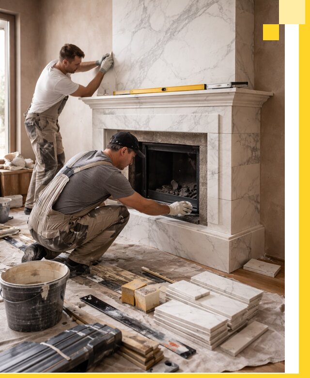 Отделка каминов в Гудермесе качественные облицовочные работы