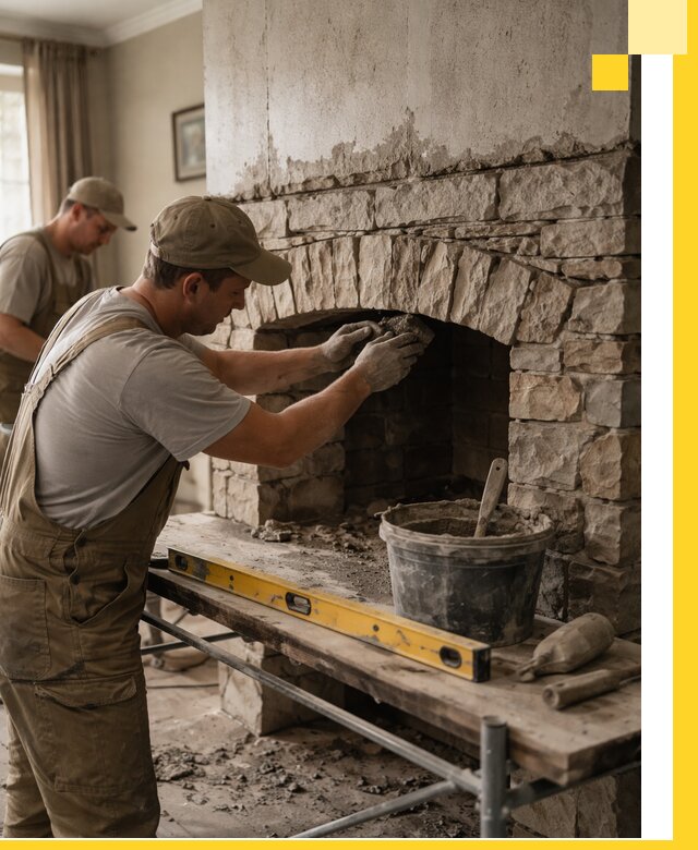 Изготовление каминов под ключ в Гудермесе, монтаж и отделка