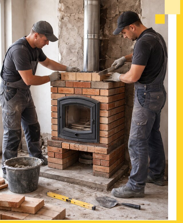 Монтаж печи камина под ключ в Гудермесе с гарантией и пусконаладкой