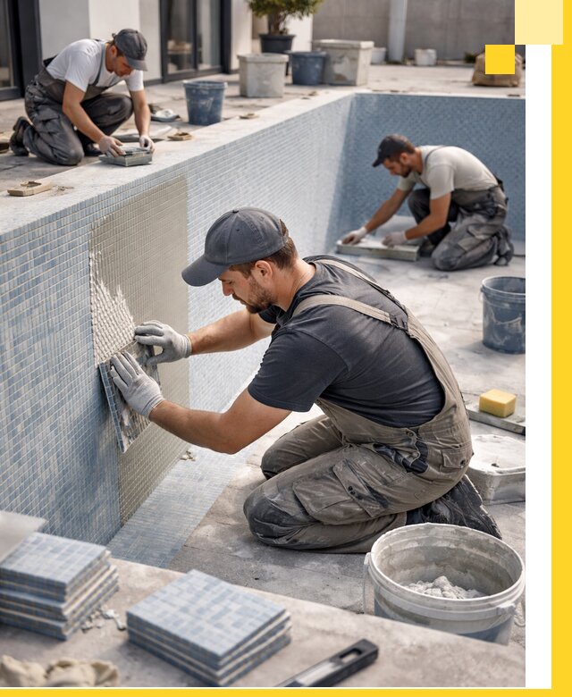 Облицовка бассейнов в Гудермесе плитка мозаика гидроизоляция