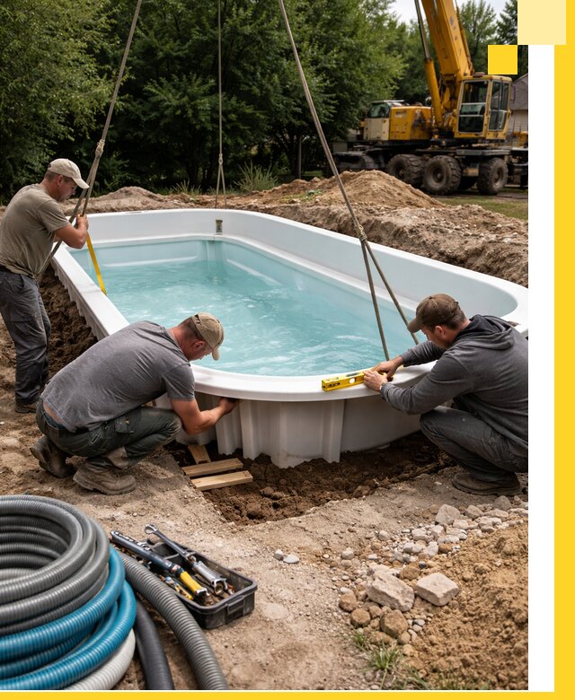 Установка и монтаж композитных бассейнов под ключ в Гудермесе