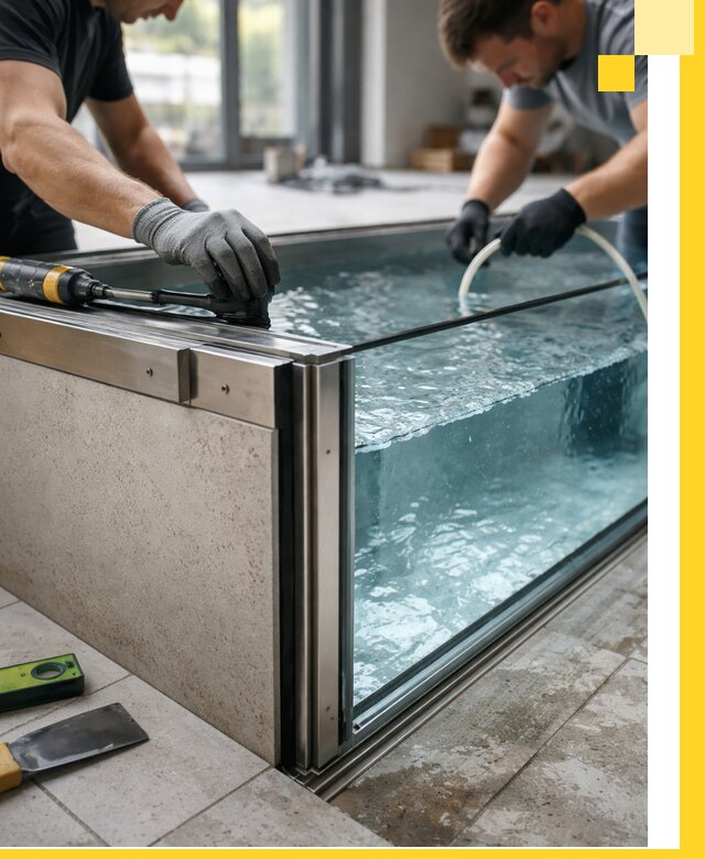 Проектирование и монтаж стеклянных бассейнов в Гудермесе