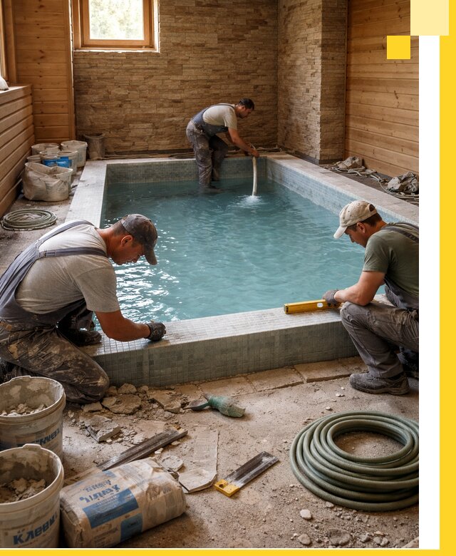 Проектирование и строительство бассейнов для бани в Гудермесе