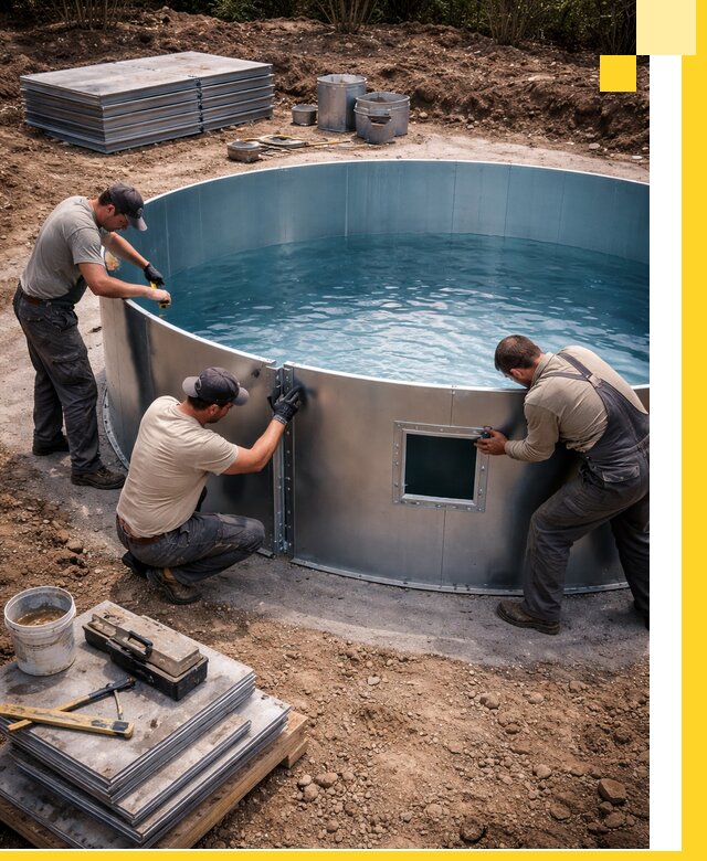 Круглые бассейны под ключ в Гудермесе проектирование и монтаж