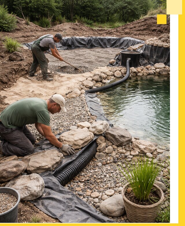 Строительство природных бассейнов и озер в Гудермесе под ключ