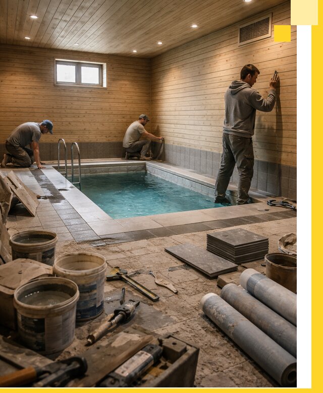 Строительство бани с бассейном и сауной под ключ в Гудермесе