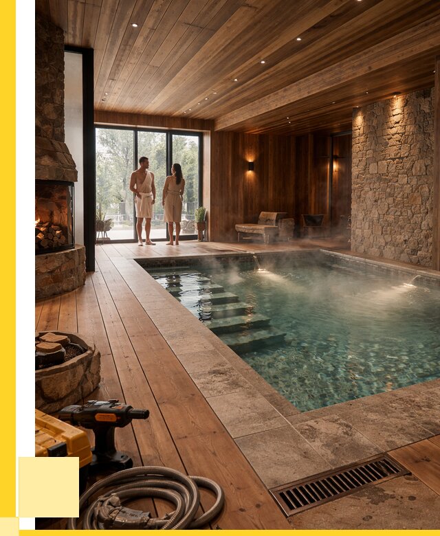 Проекты бань с бассейном под ключ в Гудермесе от 76853 р., ЭриданГдр