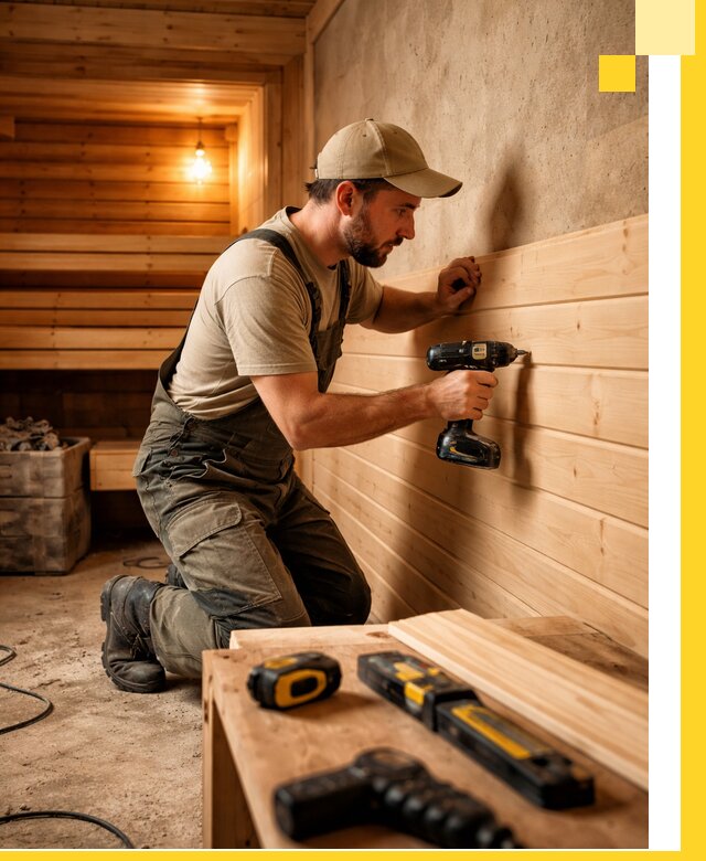 Профессиональная внутренняя отделка бани в Гудермесе под ключ