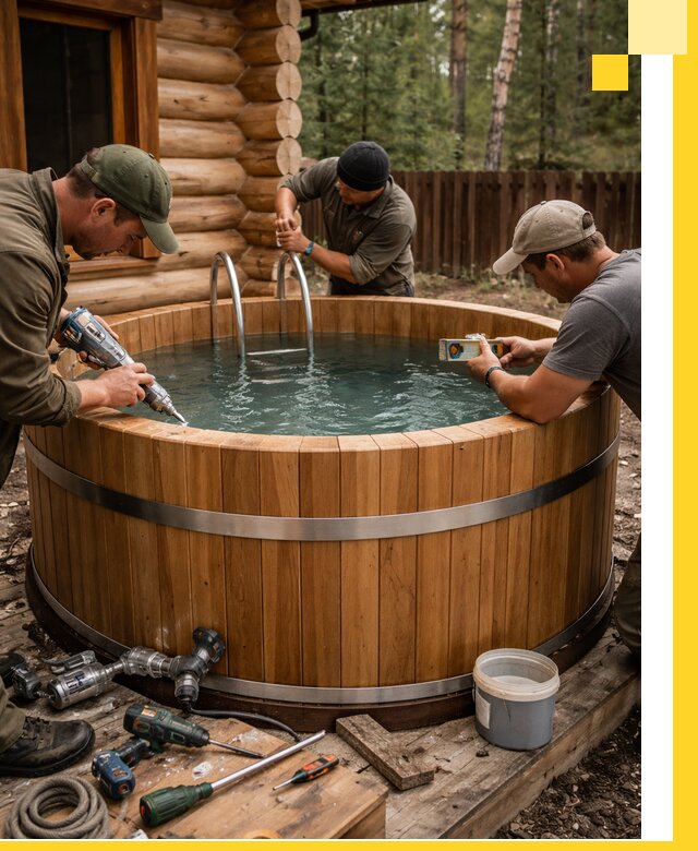 Строительство бань с купелью под ключ и отделкой в Гудермесе