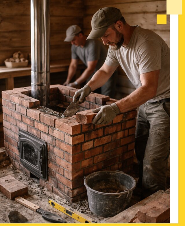 Кирпичные печи для бани под ключ в Гудермесе, проект и монтаж