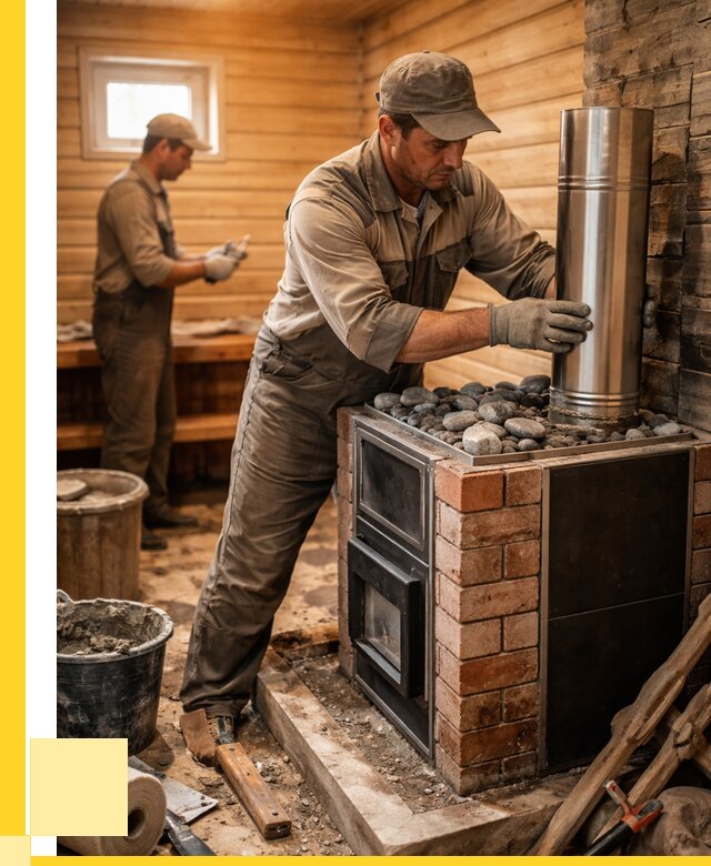 Монтаж печи в бане под ключ в Гудермесе от 20494 р. | ЭриданГдр