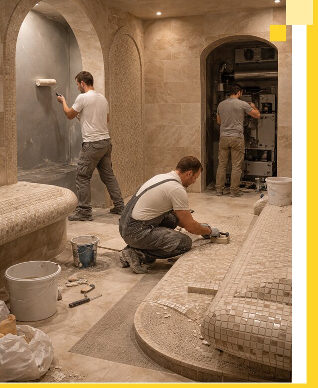 Строительство бани с хамамом и бассейном под ключ в Гудермесе