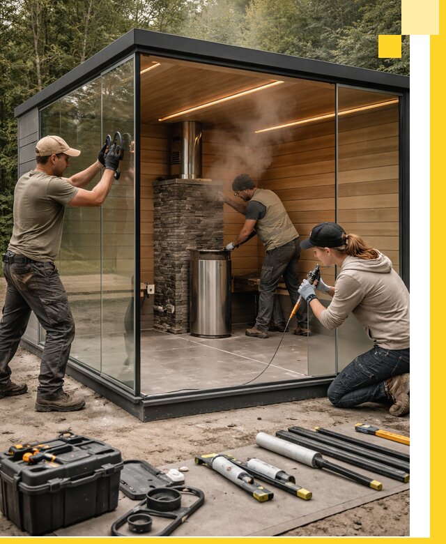 Проектирование и строительство стеклянных бань в Гудермесе