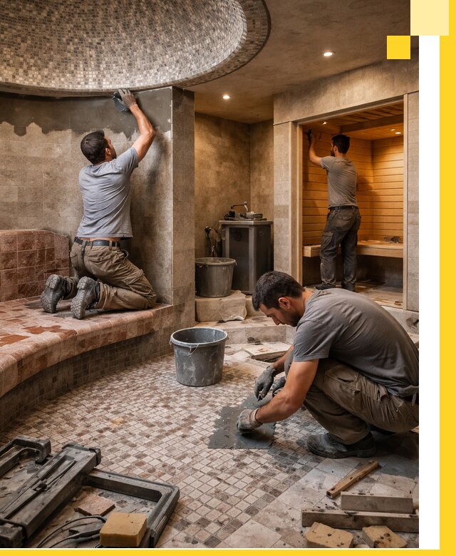 Проект и строительство хамама бани и сауны под ключ в Гудермесе