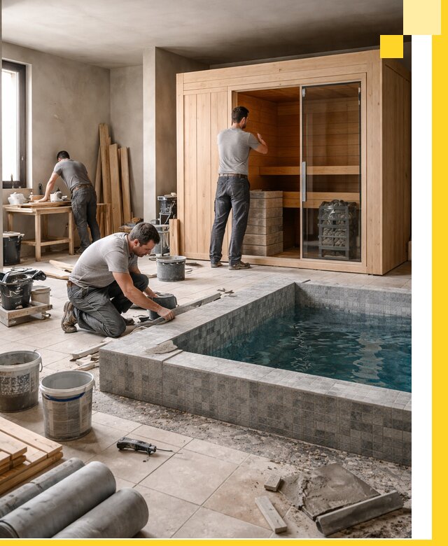 SPA зоны под ключ с бассейном сауной и печью в Гудермесе